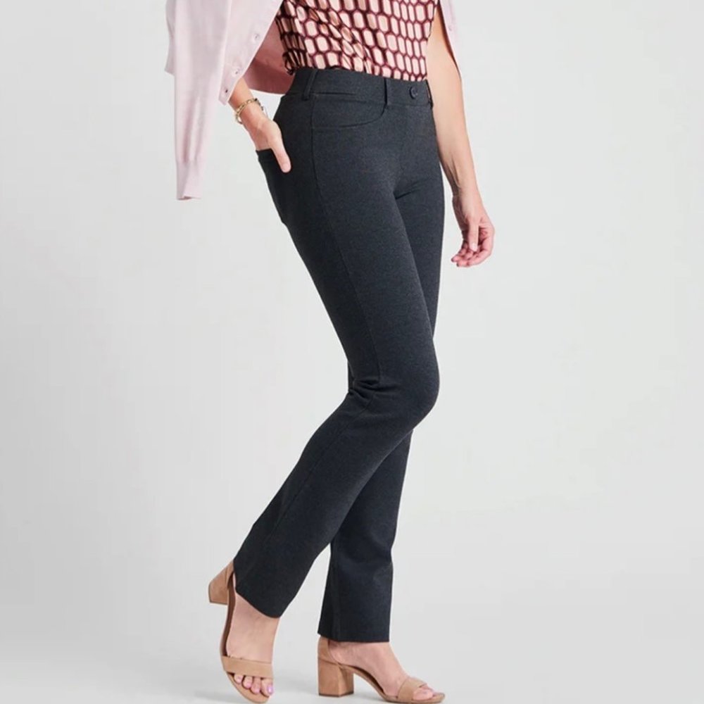 Betabrand Straight-Leg 7-Pocket Dress Pant Yoga Pants Charcoal Size XXL